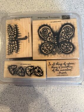 Stampin' Up! Wood Mounted Butterfly & Nature Quote Stamps — Black